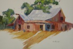 landscape, barn, rural, vignette, original watercolor painting, oberst